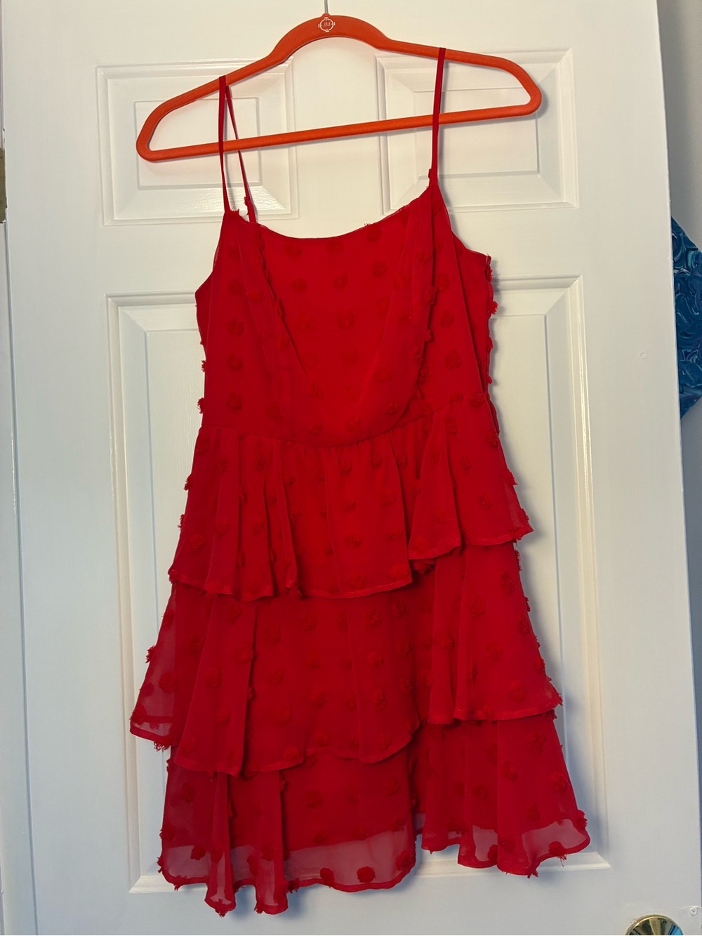 Francesca's Collections Red Tiered Spaghetti-Strap Dress